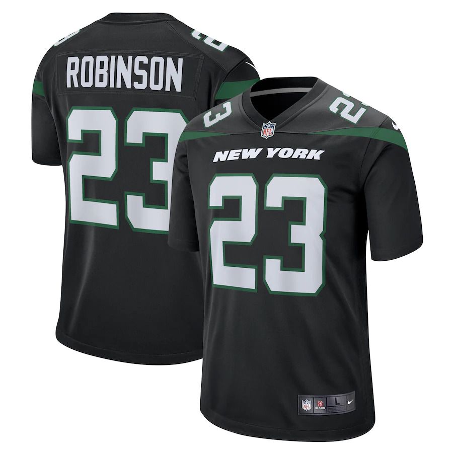 Men New York Jets 23 James Robinson Nike Stealth Black Alternate Game Player NFL Jersey